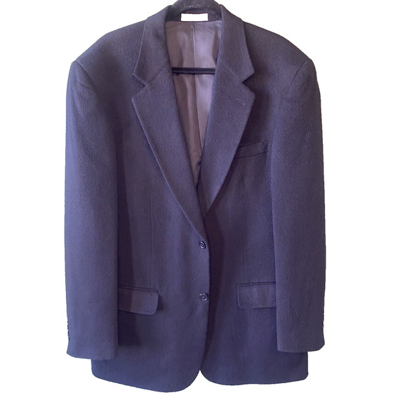 Blazer Mens Size 42L 100% Pure Camel Hair Black Today's Man Sports Coat 2 Button - Picture 1 of 15